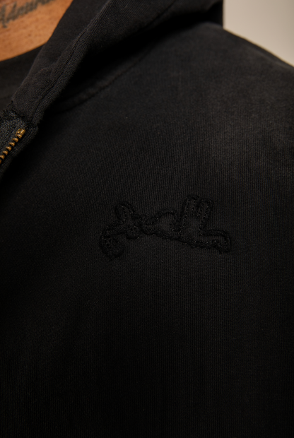 STONE BLACK SUNFADED VINTAGE ZIP-UP