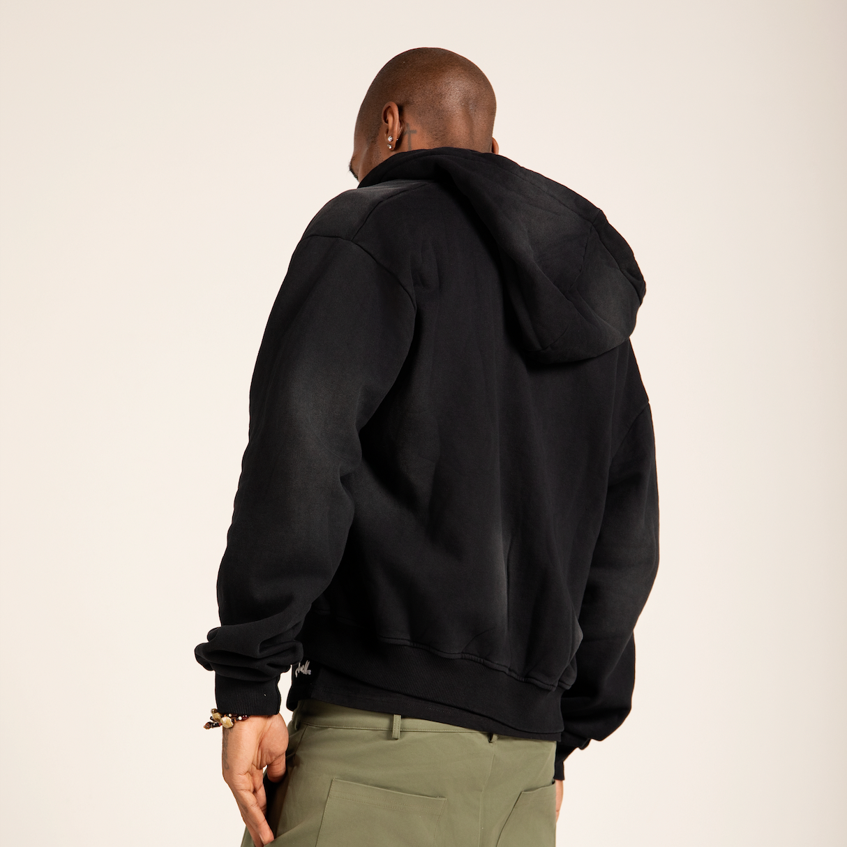 STONE BLACK SUNFADED VINTAGE ZIP-UP