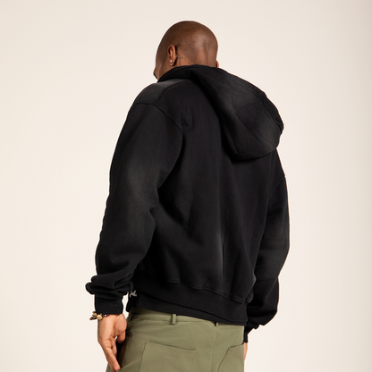 STONE BLACK SUNFADED VINTAGE ZIP-UP