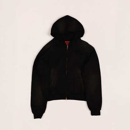 STONE BLACK SUNFADED VINTAGE ZIP-UP