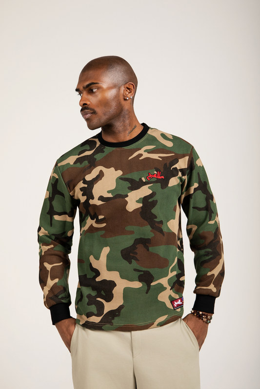 CARDINAL CAMO WAFFLE KNIT